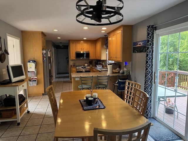 5 Gannett Way, Hopedale, MA 01747 - dining area with light tile patterned floors, recessed lighting, and a ceiling fan