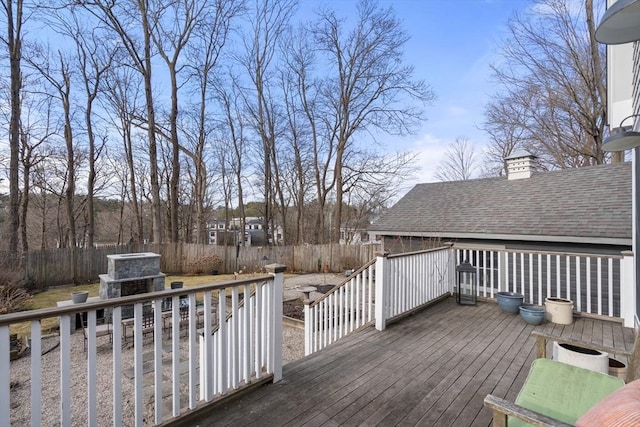 deck with a fenced backyard