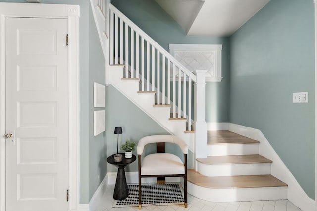 stairs with baseboards