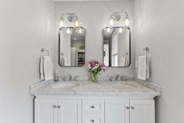 bathroom with double vanity