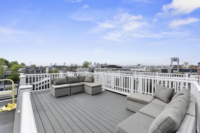 deck featuring outdoor lounge area