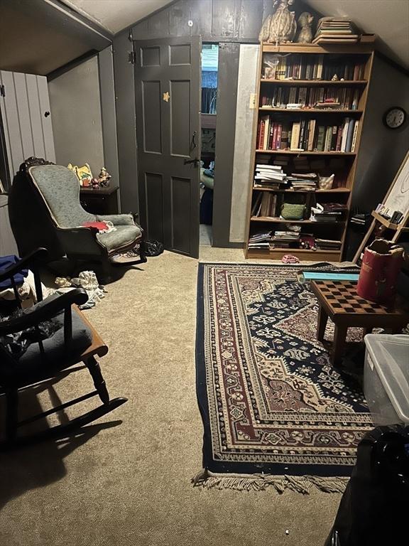221 Summer St, Dighton, MA 02764 - living area with carpet flooring and lofted ceiling