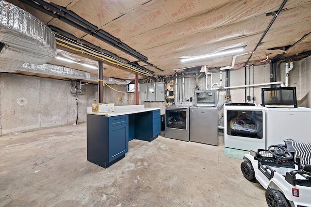 24 Summer St Unit A, Kingston, MA 02364 - unfinished basement featuring washing machine and dryer and electric panel