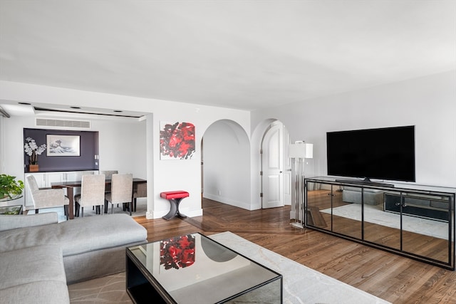 living room featuring wood-type flooring