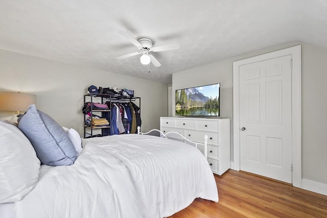 223 Warren St, Waltham, MA 02453 - bedroom featuring wood finished floors and a ceiling fan