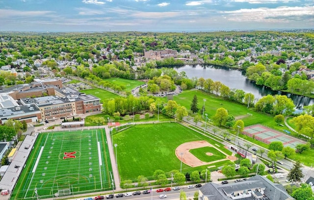 drone / aerial view of a large body of water