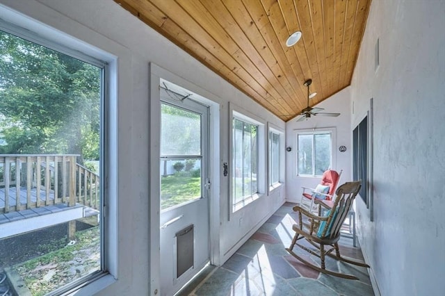 10 Locust St, Burlington, MA 01803 - sunroom / solarium featuring wood ceiling, stone tile flooring, and vaulted ceiling