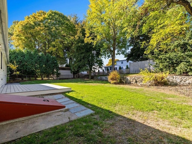 view of yard featuring a deck