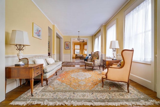 living area with wood finished floors