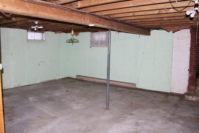 basement with baseboard heating