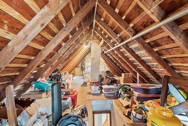 view of unfinished attic