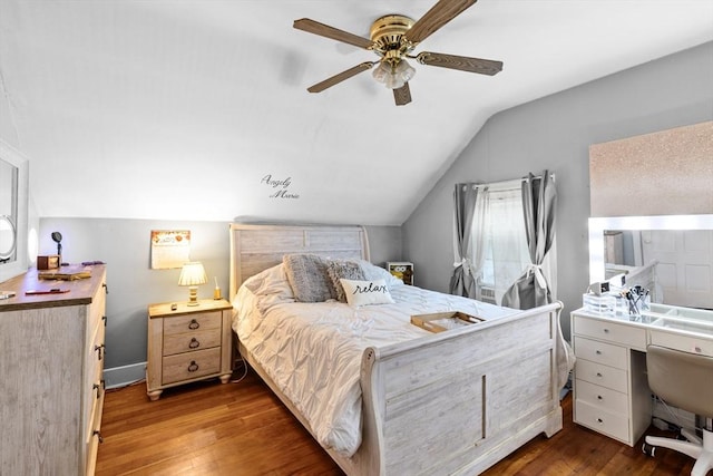 39 Crapo St, New Bedford, MA 02740 - bedroom with lofted ceiling, hardwood / wood-style flooring, a desk, and ceiling fan