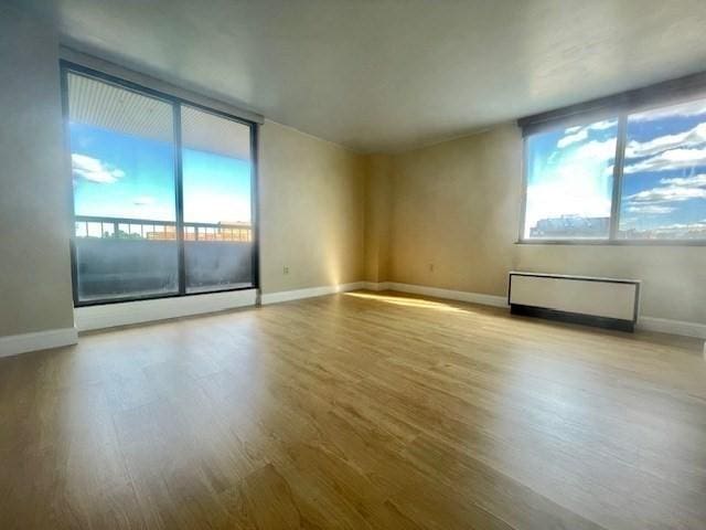 empty room with light hardwood / wood-style flooring