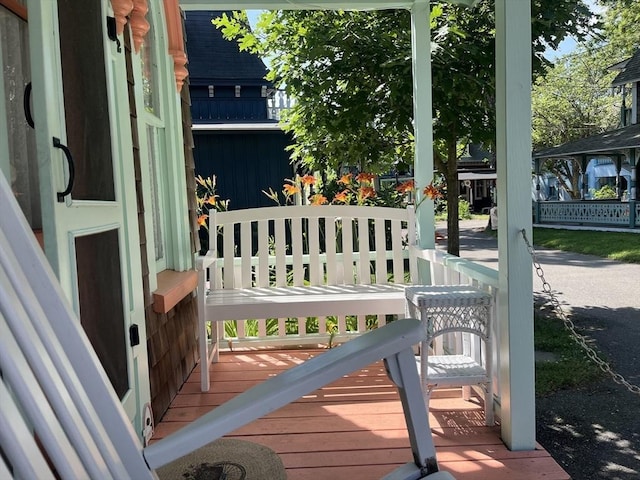 deck featuring covered porch