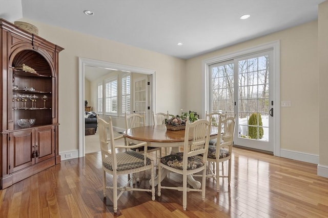 dining area featuring light hardwood / wood-style floors