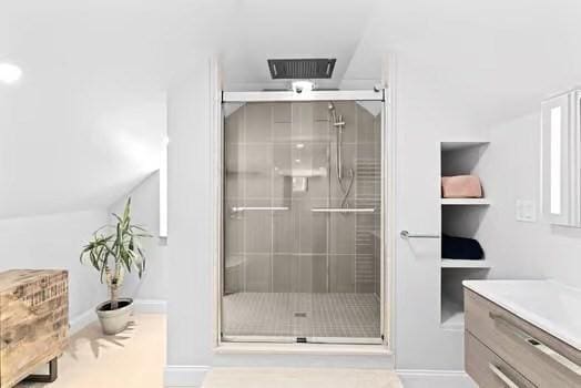 65 Myles View Dr, Duxbury, MA 02332 - bathroom with a stall shower and vanity