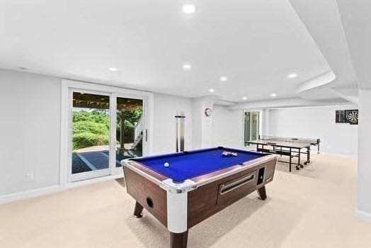 65 Myles View Dr, Duxbury, MA 02332 - rec room with carpet flooring, billiards table, and recessed lighting