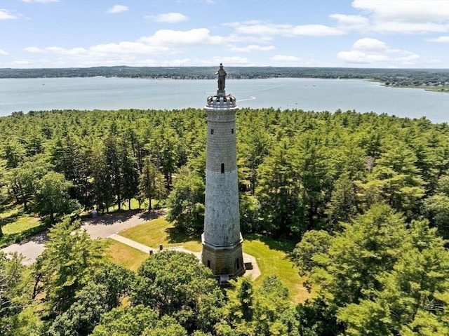 65 Myles View Dr, Duxbury, MA 02332 - drone / aerial view of a nearby body of water and a heavily wooded area