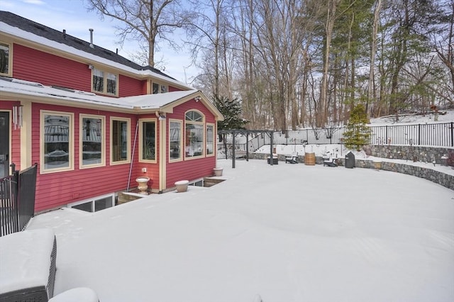 view of yard covered in snow