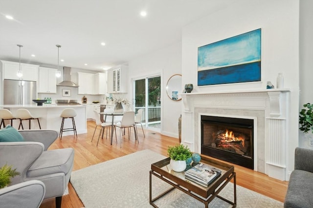 living room with light wood-type flooring