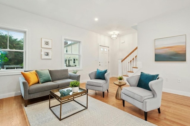 living room with hardwood / wood-style flooring