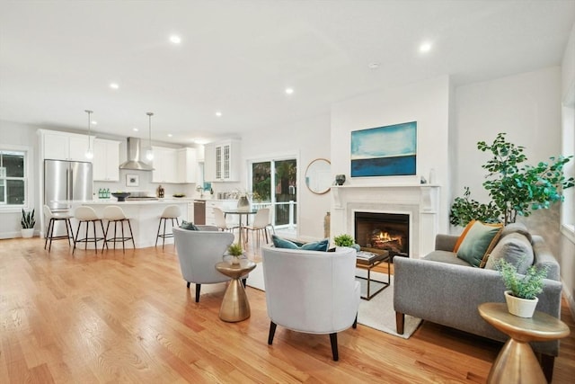 living room featuring light hardwood / wood-style floors