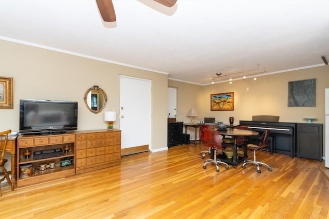 5 Cass St Unit 12, Boston, MA 02132 - office with wood finished floors, track lighting, a ceiling fan, crown molding, and baseboards