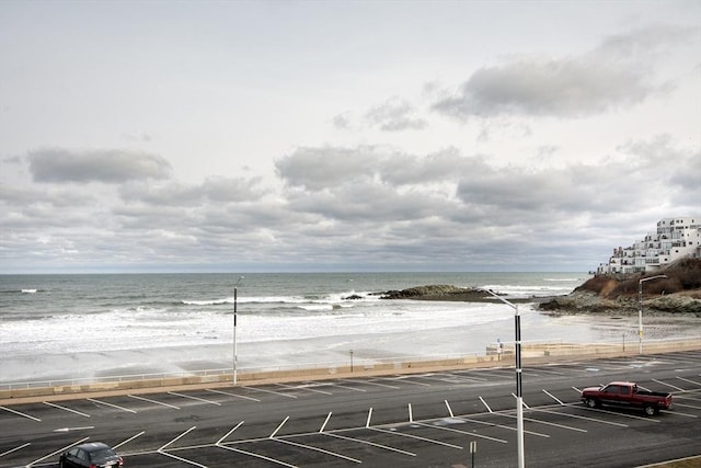 view of water feature featuring a beach view