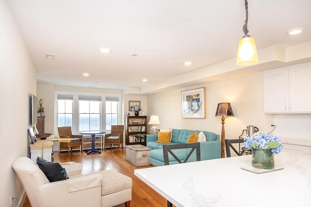 living room with hardwood / wood-style floors