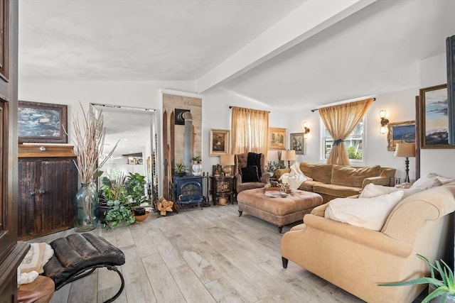 6 Rio, Gloucester, MA 01930 - living area featuring a wood stove and light wood finished floors