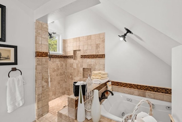 6 Rio, Gloucester, MA 01930 - bathroom with a whirlpool tub, vaulted ceiling, and a walk in shower