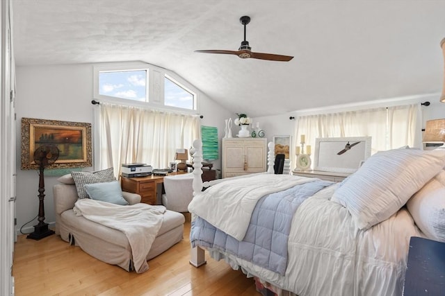 6 Rio, Gloucester, MA 01930 - bedroom featuring vaulted ceiling, light wood-style floors, and a ceiling fan