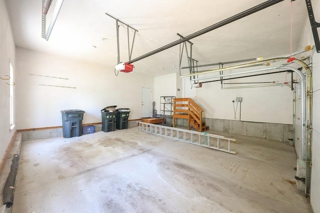 garage with a garage door opener