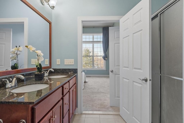 bathroom featuring vanity and tile patterned floors