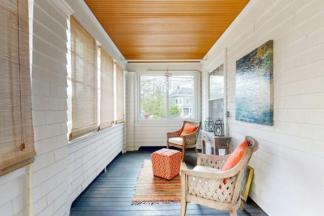 19 Orlando Ave, Winthrop, MA 02152 - sunroom / solarium with wooden ceiling, hardwood / wood-style floors, and wooden walls