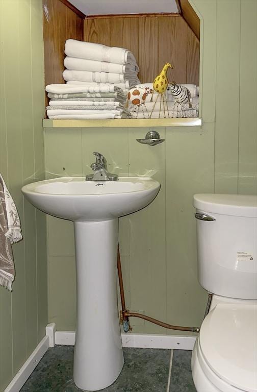 108 Needham St, Dedham, MA 02026 - bathroom featuring toilet, a sink, and baseboards