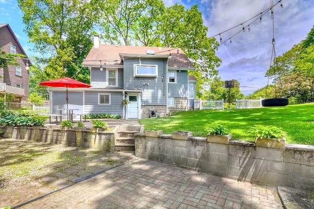 108 Needham St, Dedham, MA 02026 - back of property featuring a patio and a chimney
