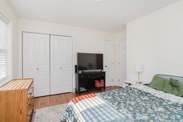 bedroom featuring a closet and wood finished floors