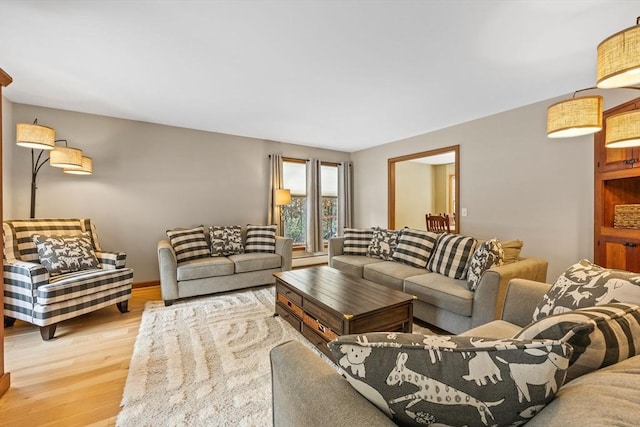 living room featuring light hardwood / wood-style floors