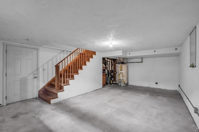 basement featuring gas water heater