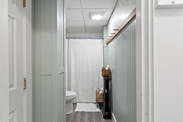 8 Holman St, Templeton, MA 01436 - full bath with wood finished floors and a drop ceiling
