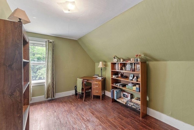 8 Holman St, Templeton, MA 01436 - office area featuring wood finished floors and vaulted ceiling