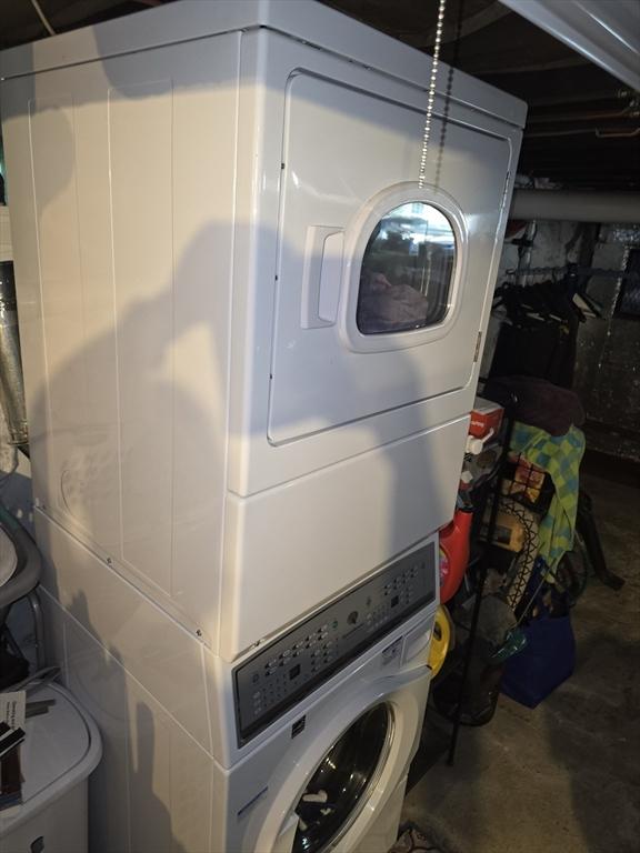 135 Pine Grove Ave, Lynn, MA 01904 - washroom with stacked washer / drying machine