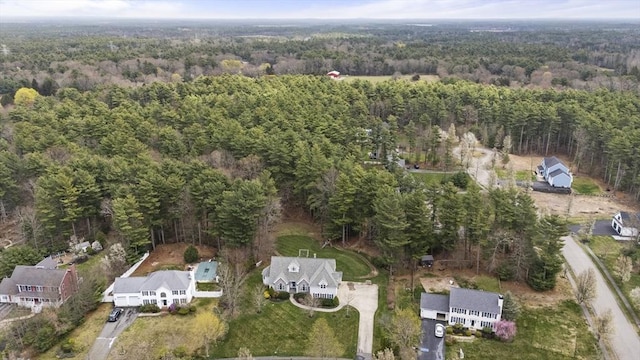 bird's eye view with a view of trees