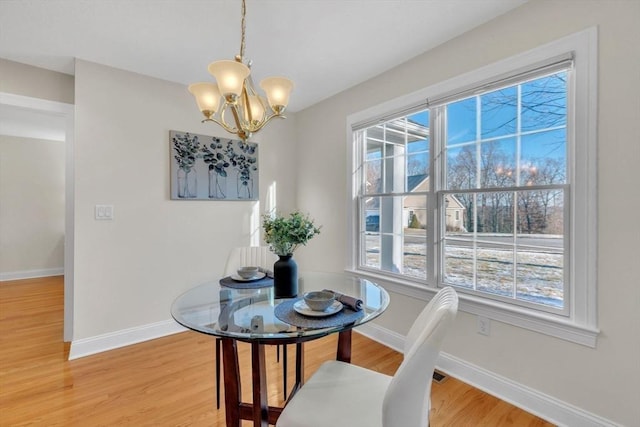 dining room featuring a chandelier and wood-type flooring