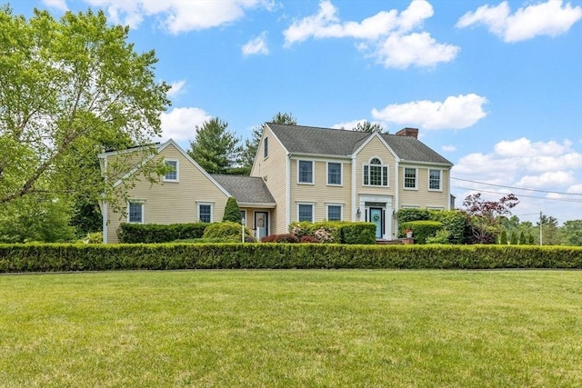 17 Maplewood Dr, Hanover, MA 02339 - colonial inspired home featuring a chimney and a front yard