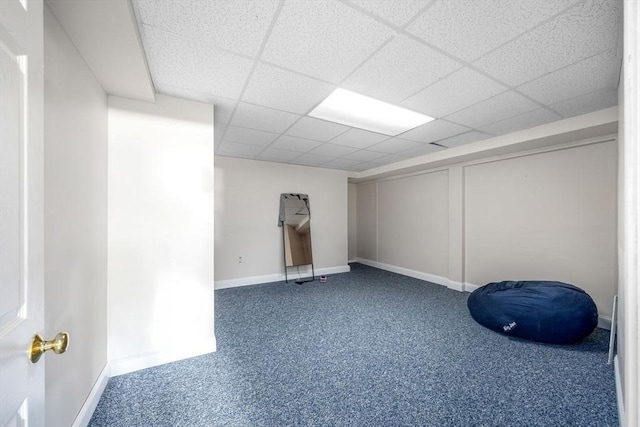 17 Maplewood Dr, Hanover, MA 02339 - basement with carpet floors and a paneled ceiling