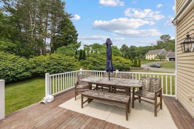 17 Maplewood Dr, Hanover, MA 02339 - deck featuring outdoor dining space and a yard