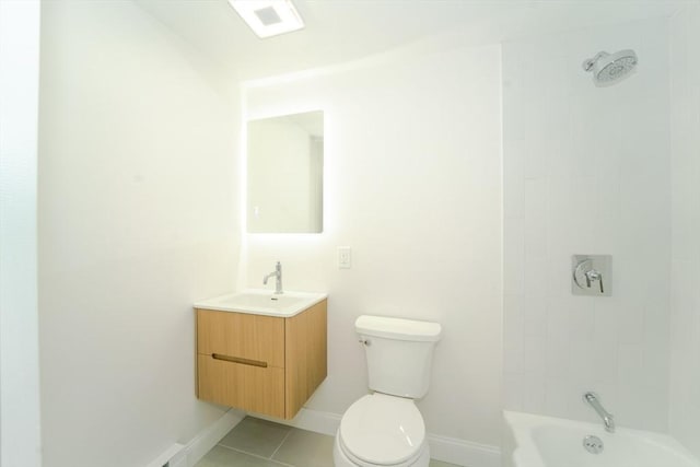 80 Main St Unit 4, Malden, MA 02148 - full bathroom with toilet, vanity, tile patterned floors, baseboards, and tub / shower combination