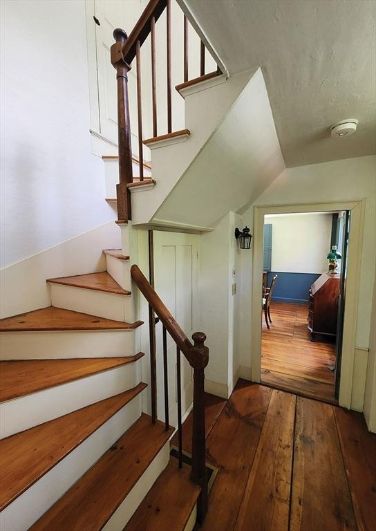 164 Worcester Rd, Westminster, MA 01473 - staircase featuring hardwood / wood-style floors and vaulted ceiling